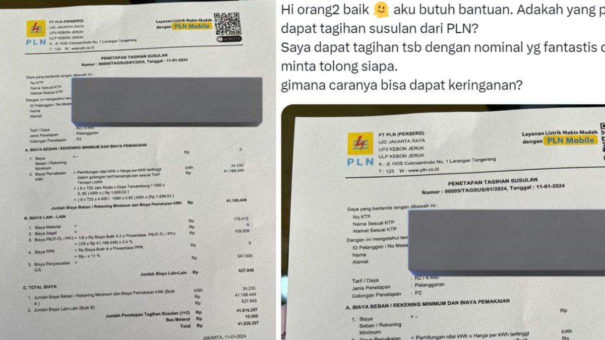 Viral curhatan seorang pelanggan PLN tiba-tiba dapat tagihan listrik Rp41 juta