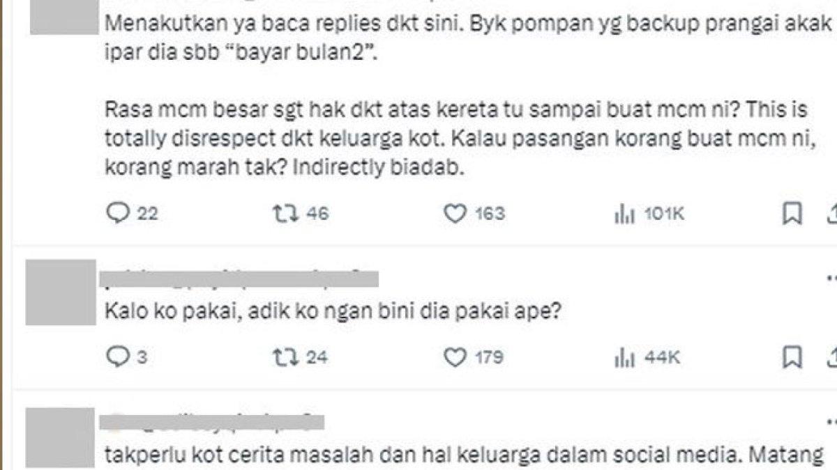 Viral kisah gagal mudik, adik ipar tak mau pinjami mobil padahal DP keluarga suami yang bayar