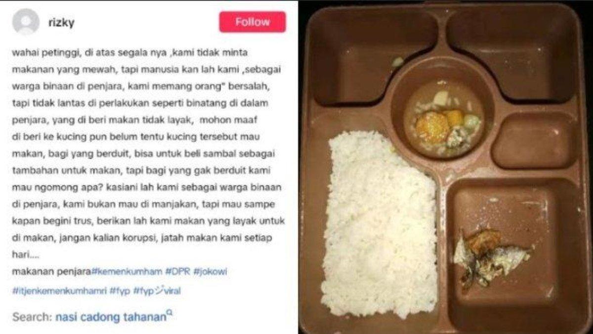 Viral narapidana protes dengan menu makanan yang dianggap tak layak di dalam lapas.