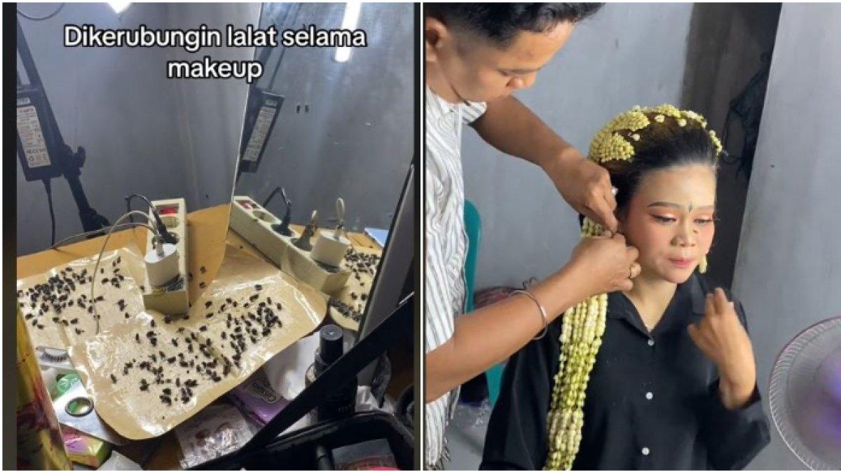 Viral pengantin dikerubungi lalat saat make up (1)