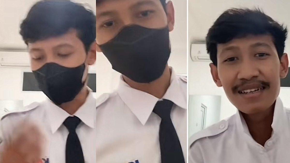 Viral pria bermasker dikira muda, wajahnya berkumis
