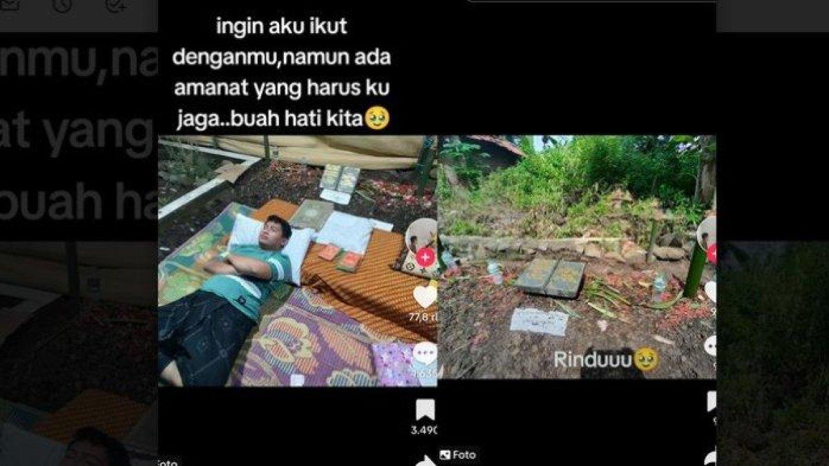 Viral pria di Majalengka Jawa barat ini tidur di makam istrinya