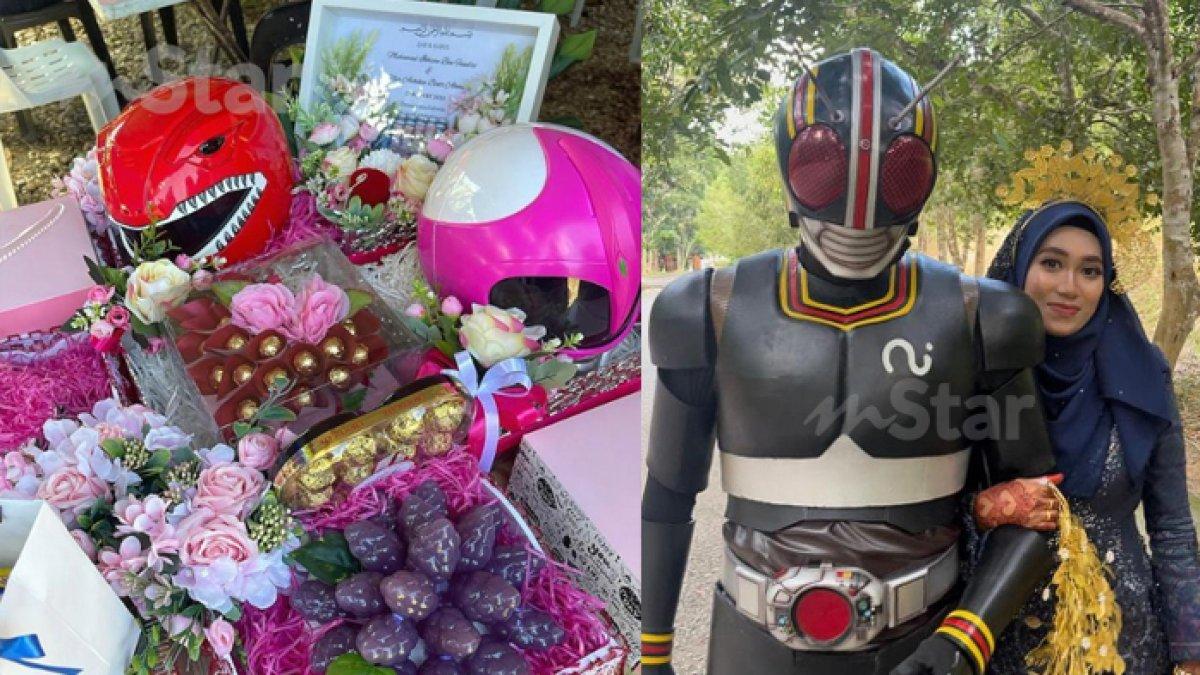 Viral sepasang pengantin baru memiliki konsep unik dan tak biasa saat resepsi pernikahan, kompak pakai kostum pahlawan super asal Jepang