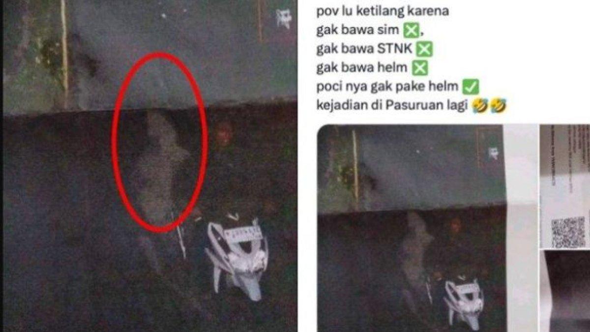 Viral unggahan diduga pria memboncengkan pocong di Pasuruan, Jawa Timur.