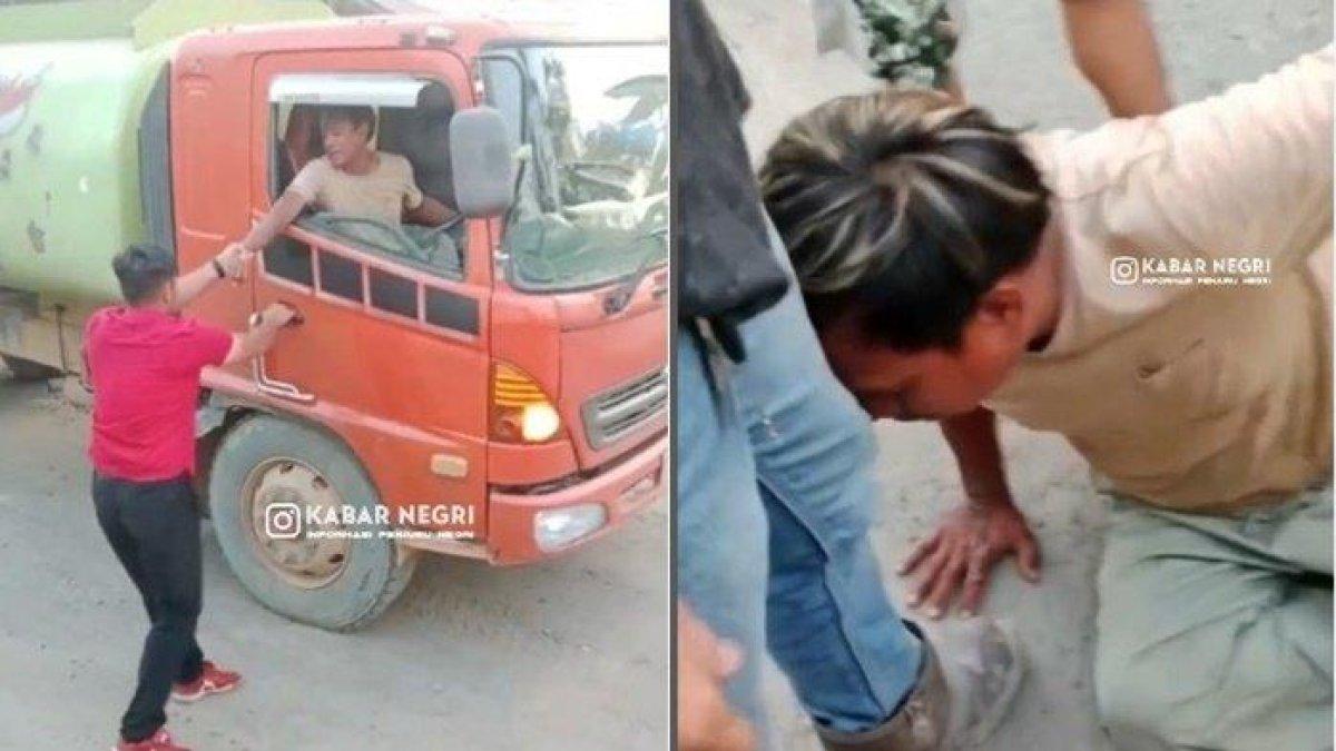 Viral video bernarasi ajudan Bupati Kutai Barat aniaya sopir truk di Jembatan Kinong (Jengan Danum), Kubar, Kalimantan Timur, pada Rabu, (20/12/2023).