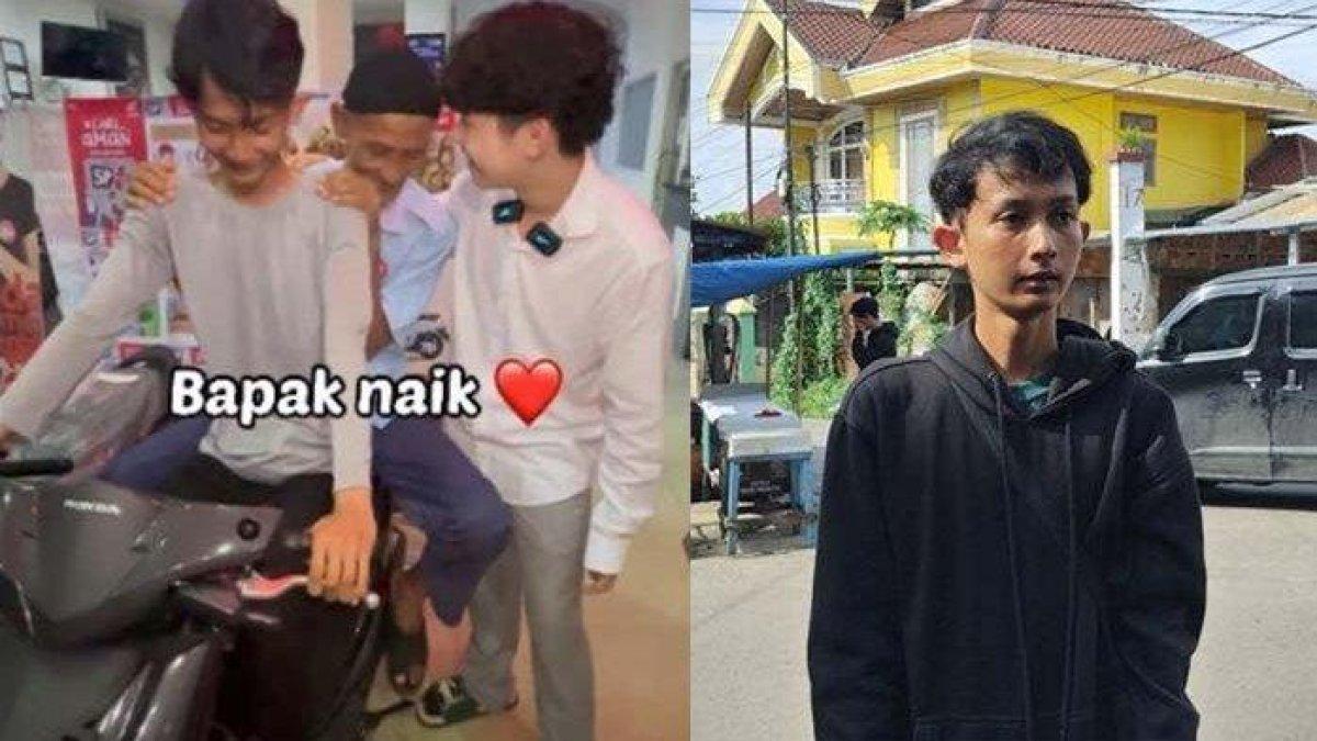 WILLIE SALIM BANTU YOGA,- Sosok Yoga, kurir paket di Palembang yang mengaku baru saja kehilangan motor dan 138 paket dan dibelikan motor baru oleh Willie Salim.