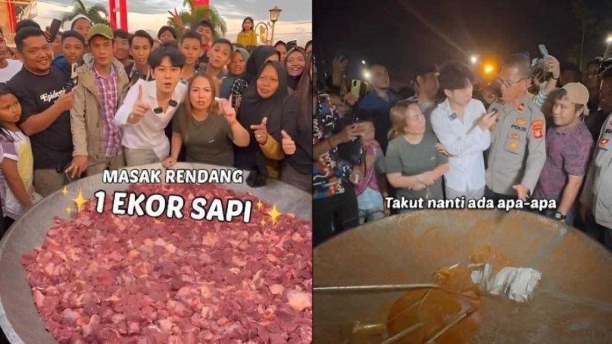 WILLIE SALIM MASAK,- Awal mula Tiktokers Willie Salim kehilangan daging mentah 200 kg ketika hendak membuat konten masak besar di Palembang, polisi kewalahan.