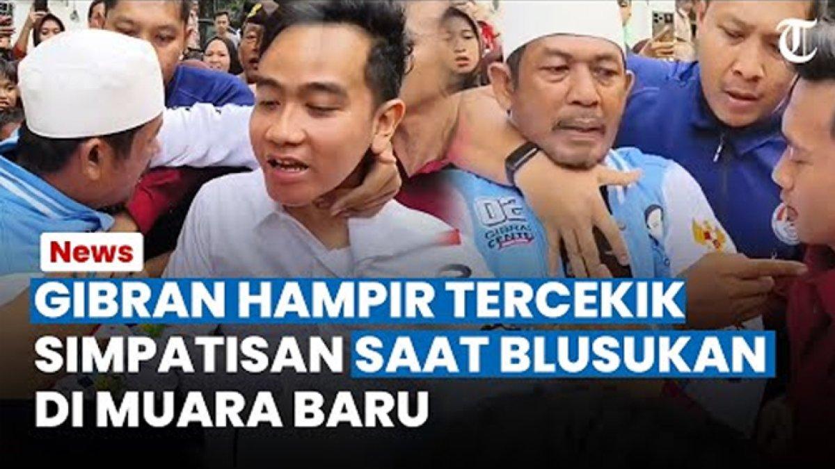 Wakil Presiden terpilih Pilpres 2024, Gibran Rakabuming Raka ditarik pria berjaket 02 di Jakarta Utara