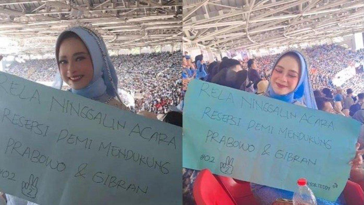 Pengantin Wanita Ngaku Rela Tinggalkan Acara Resepsi Demi Ikut Kampanye Prabowo-Gibran di GBK.
