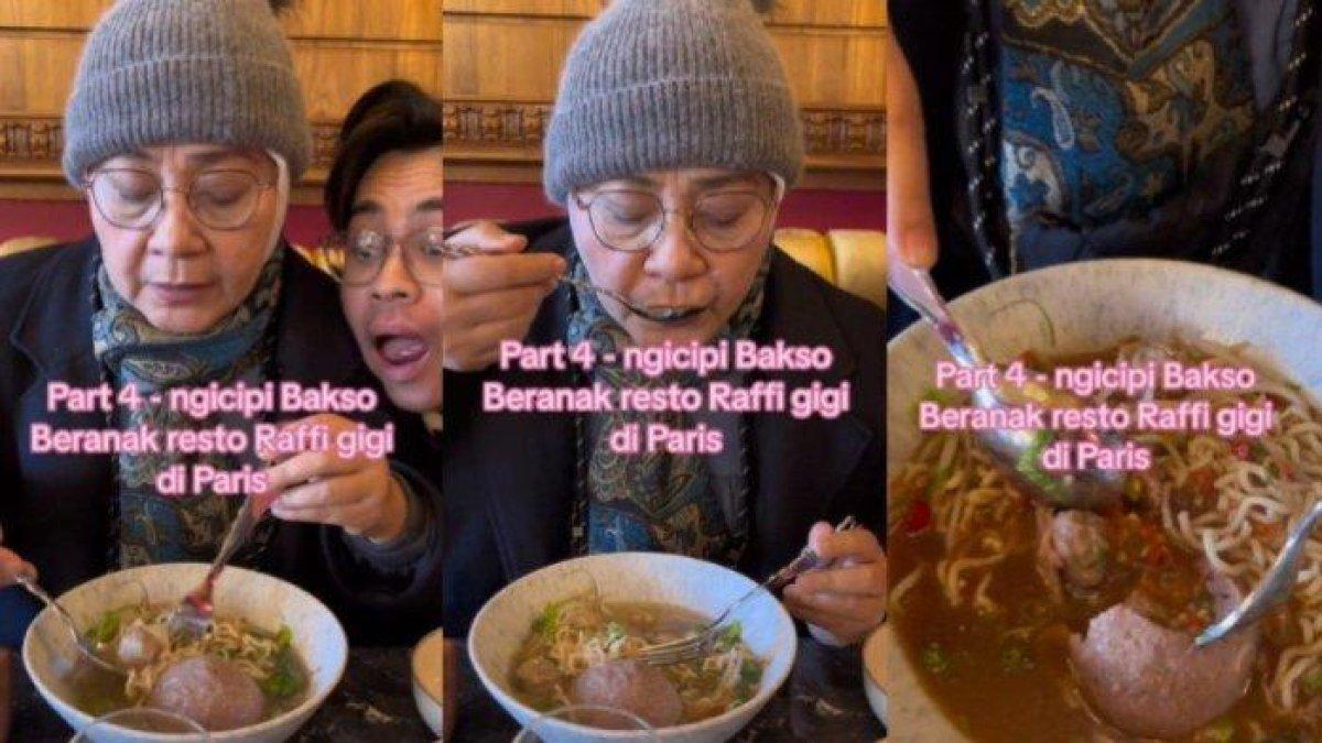 Wanita asal Indonesia cicipi bakso beranak di restoran Le Nusa milik Raffi Ahmad dan Nagita Slavina di Paris (TikTok/aliccehavana)