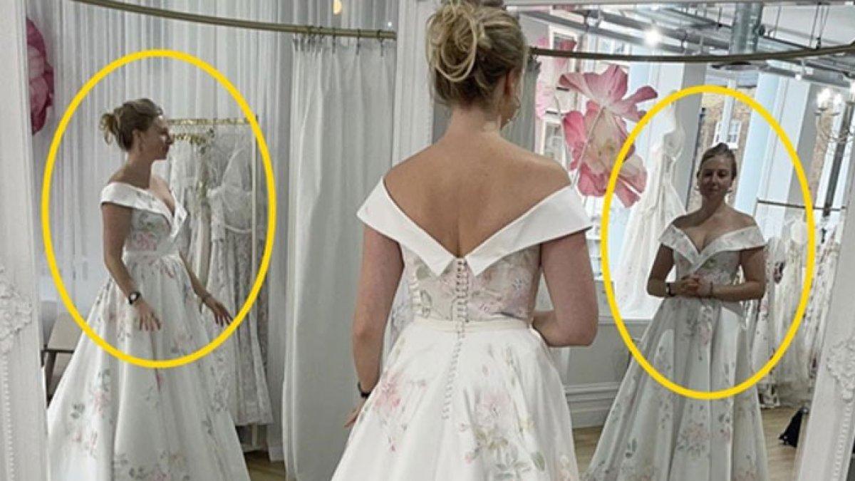 Wanita begidik ngeri saat melihat hasil foto ketika menjajal gaun pengantin