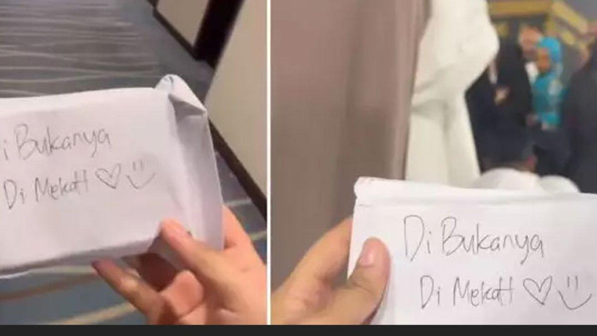 Wanita nangis buka bingkisan dari sahabat di Mekkah