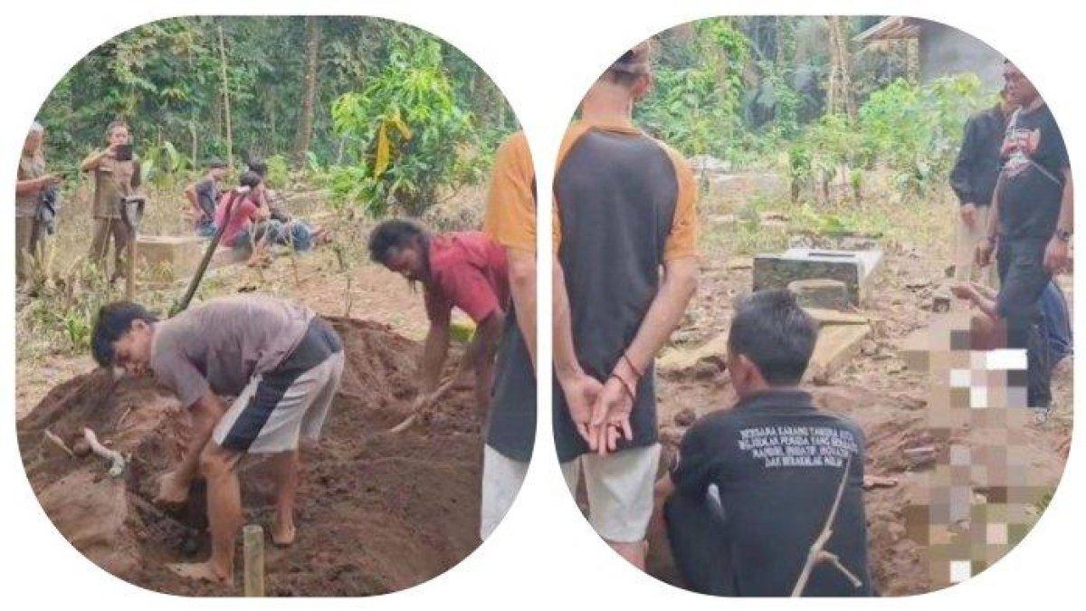 Warga saat melihat kejadian pembongkaran makam