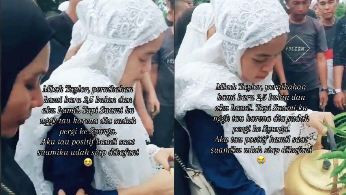Windy saat mengantar suaminya dimakamkan