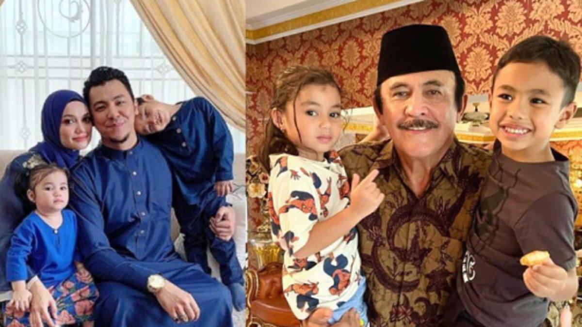 Yusof Haslam bersama kedua cucunya