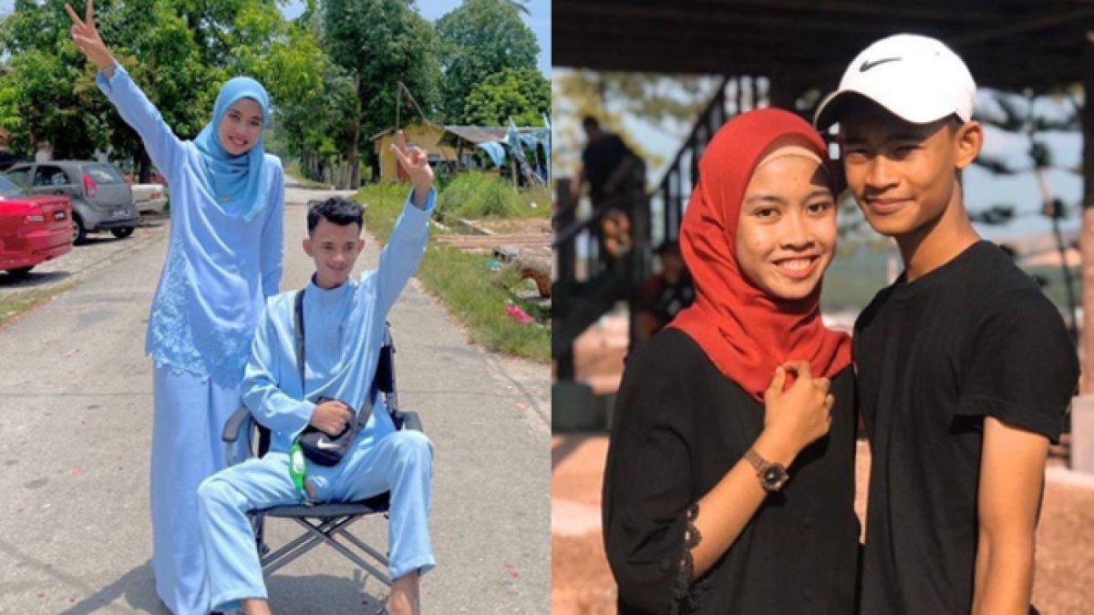 Aisyah setia temani pacar, Adam, yang duduk di kursi roda akibat kecelakaan