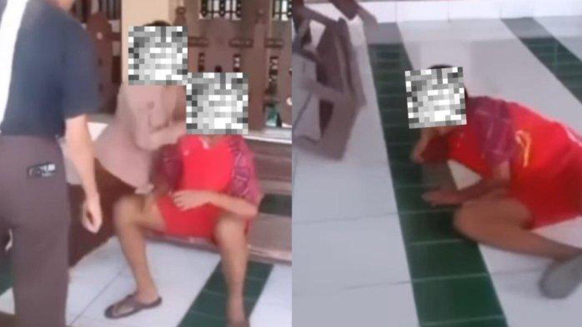 Tangkapan layar aksi perundungan yang dilakukan siswa SMP di Balikpapan, Kalimantan Timur. Ia menjadi korban perundungan atau bullying yang dilakukan oleh sejumlah temannya di sebuah masjid.