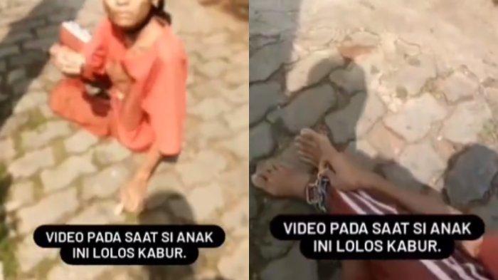 Video seorang anak laki-laki di Bekasi yang kabur dari rumah dengan kondisi kaki dirantai beredar di media sosial.