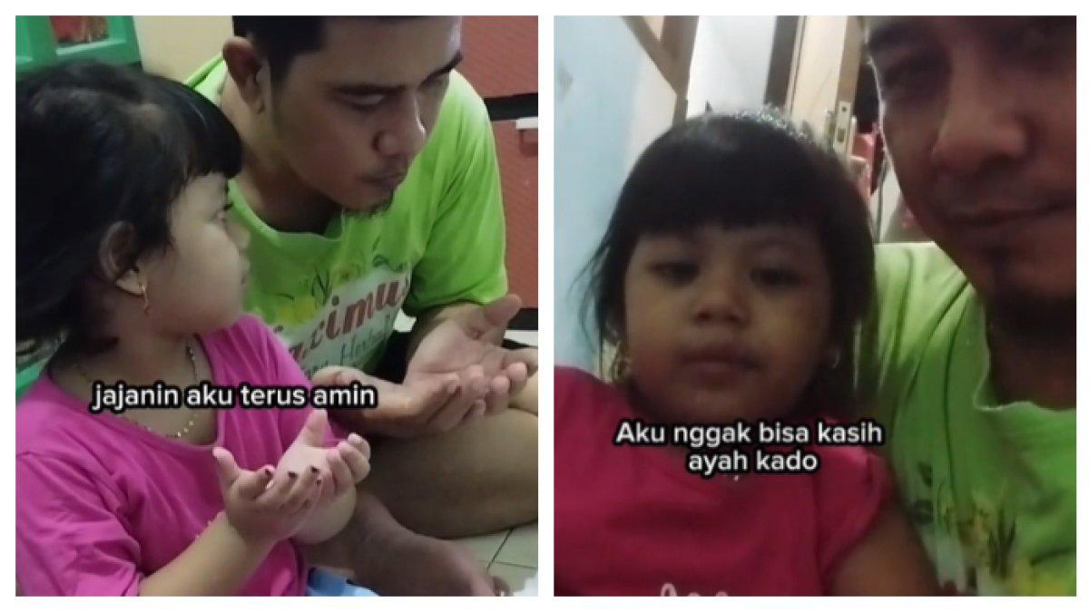 Momen ayah pulang kerja diingatkan anaknya karena ulang tahun