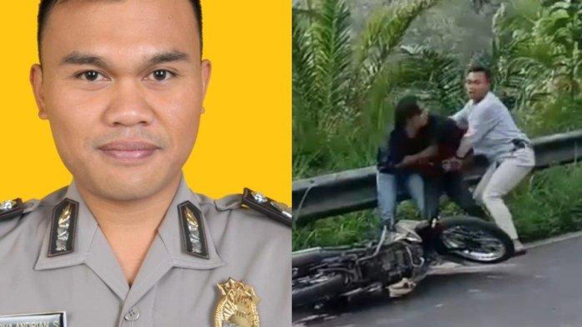 Sosok Brigadir Polisi Nova Andrian Saputra polisi viral yang mengagalkan aksi begal di jalan lintas Curup-Linggau, pada Kamis (29/6/2023).