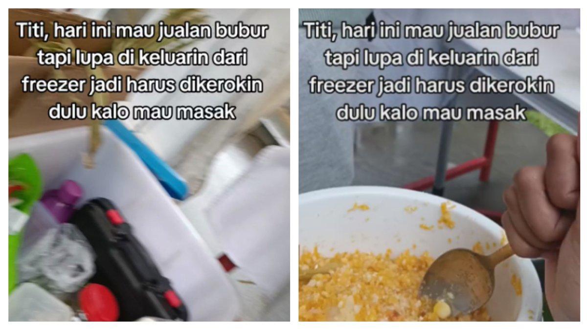 Bubur masuk ke frezzer auto beku saat akan dijual