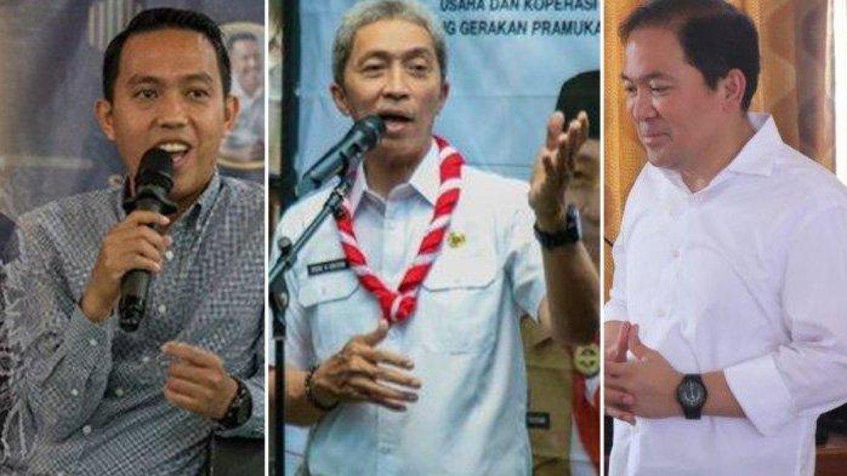 calon wali Kota Bogor yakni Sendi Fardiansyah(kiri), Dedie Rachim (tengah), Rayendra (kanan)