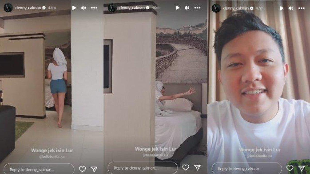 Denny Caknan merekam sang istri, Bella Bonita yang malu-malu