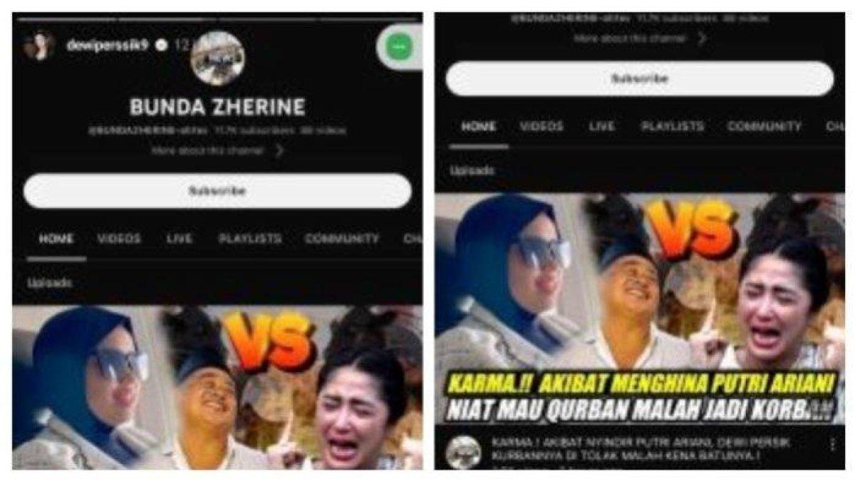 Tangkapan layar instagram story milik Dewi Perssik, yang mengunggah judul akun YouTube yang memfitnahnya