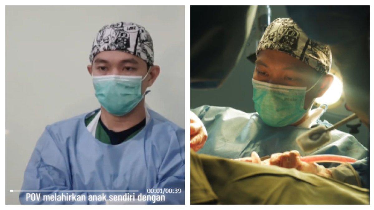 Momen suami sebagai dokter kandungan, bantu istrinya operasi bikin tegang