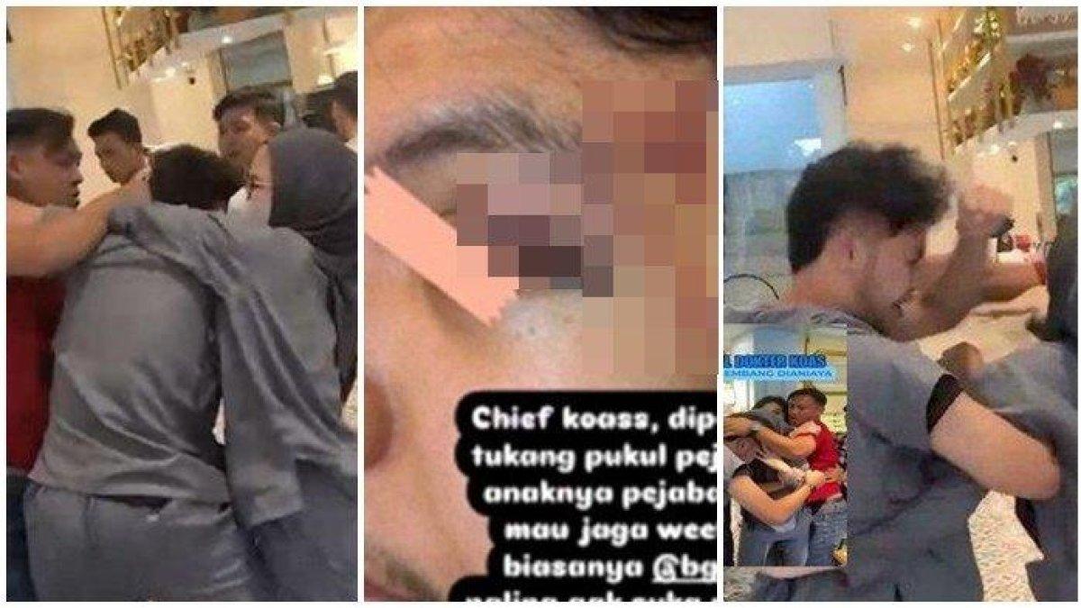 Rekaman video viral di media sosial video seorang diduga dokter koas Fakultas Kedokteran Unsri dipukul dianiaya seorang pria berkaos merah