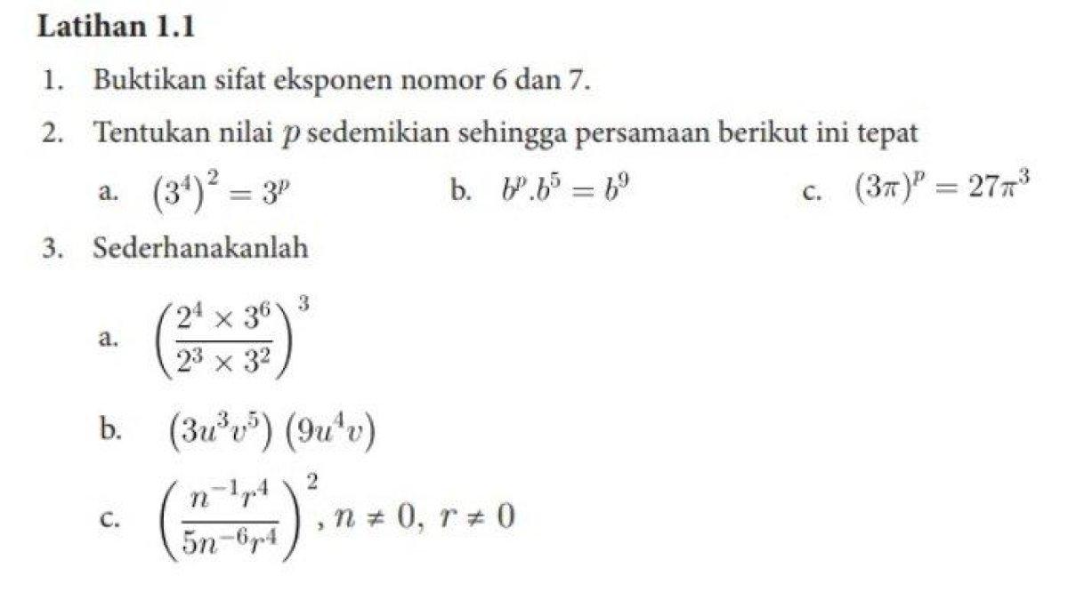 Simak kunci jawaban Matematika kelas 10 halaman 8 dan 9, eksponen dan logaritma.
