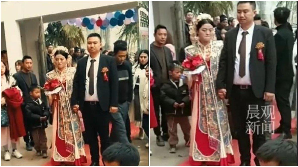 Ekspresi pengantin wanita kecut usai baca isi spanduk yang dibawa para mantan pacar suaminya
