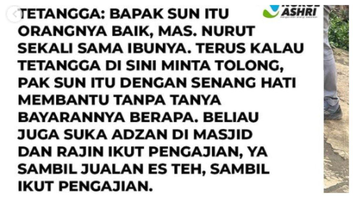 Fakta Sonhaji Penjual Es Teh Menurut Tetangga