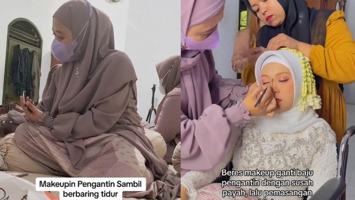 Fenny sempat dirias MUA sambil tiduran di kasur