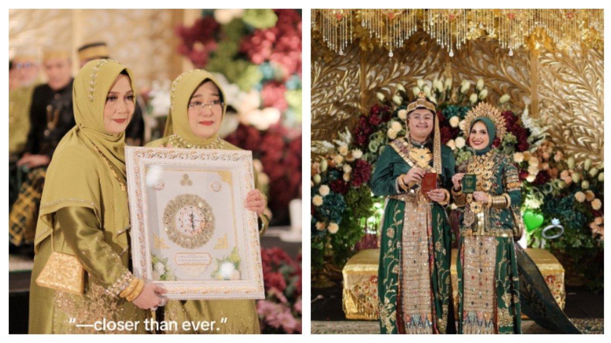 Terlihat sangat bahagia dan kedua mempelai pengantin pun tampak senyum sumringah dengan perjodohan tersebut.