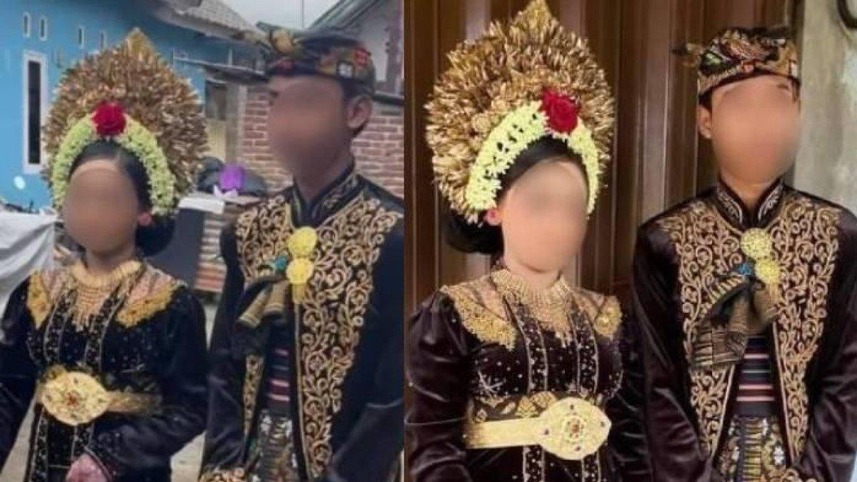 PERNIKAHAN ANAK - Kolase foto pose foto pernikahan siswi kelas 1 SMP berinisial YL (15) dan siswa kelas 1 SMK berinisial RN (16) viral di media sosial. Remaja pengantin wanita di Lombok Tengah yang baru lulus SD memutuskan menerima pinangan pengantin pria yang baru lulus SMP.