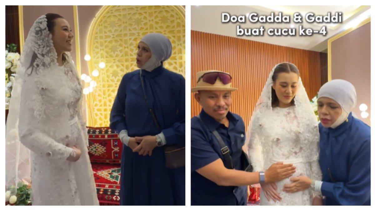 DOA GENI FARUK - Momen Geni Faruk memberikan doa terbaiknya sebagai mertua dan calon nenek untuk anak Thariq Halilintar dan Aaliyah Massaid. Pengajian syukuran 4 bulanan yang terselenggara 29 Januari 2025.
