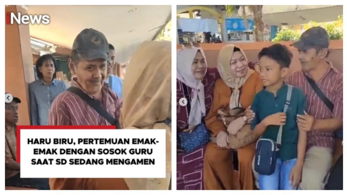 Wanita paruh baya dan rekan-rekannya tersebut ternyata sekelompak alumni SD yang sengaja menghampiri mantan gurunya semasa kecil.