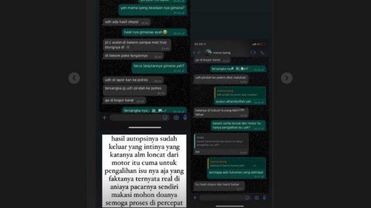 hasil autopsi sementara jasad Fitria Wulandari tewas diduga dibunuh oleh kekasihnya. Keluarga bantah loncat dari motor
