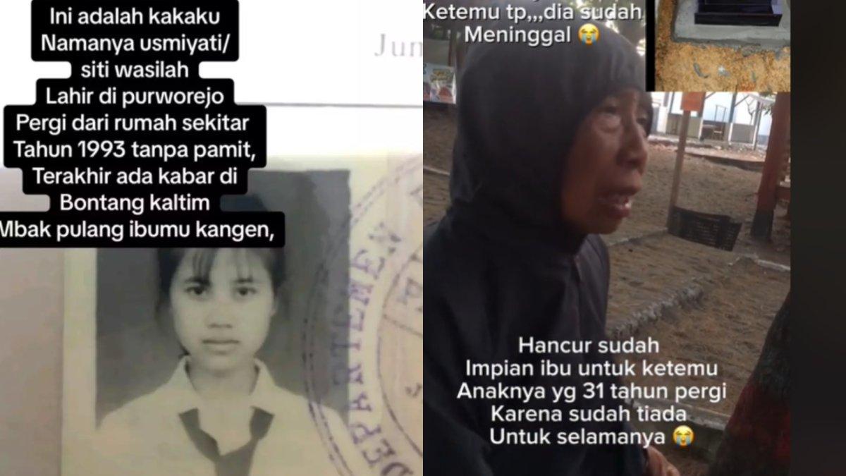 Kisah ibu 31 tahun cari anaknya yang hilang, pilu ternyata sudah meninggal.