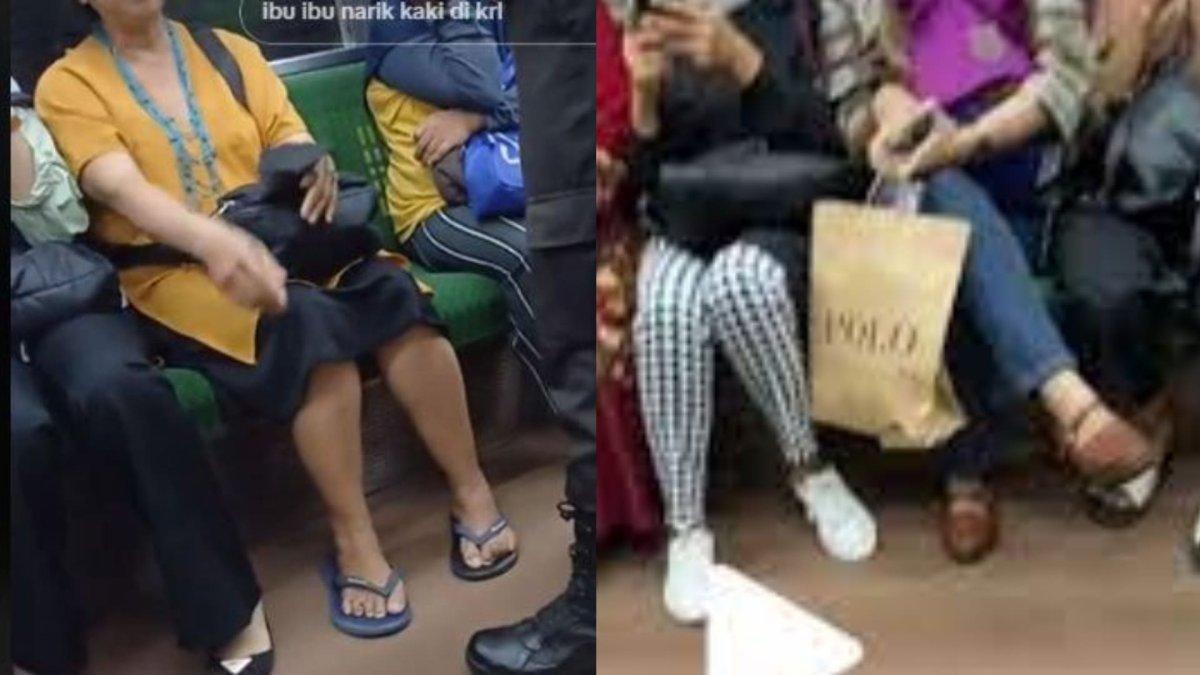 Viral seorang ibu-ibu di Kereta Rel Listrik (KRL) Commuter Line ngomel-ngomel karena ada penumpang lain yang menyilangkan kaki.