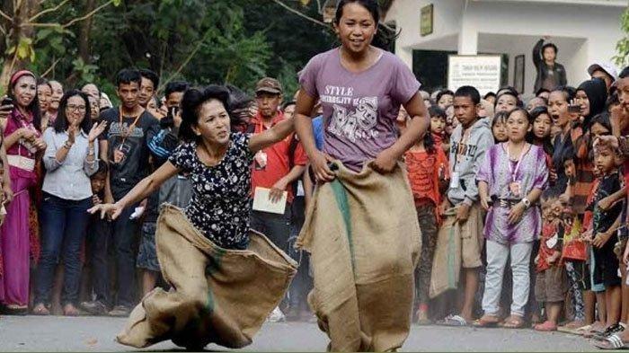Ilustrasi lomba balap karung