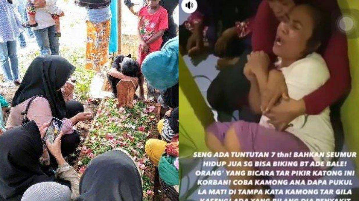 Inanet Loho, ibunda RRS, remaja yang tewas dianiaya oleh anak Ketua DRPD Ambon nangis histeris ditinggal anaknya selamanya.