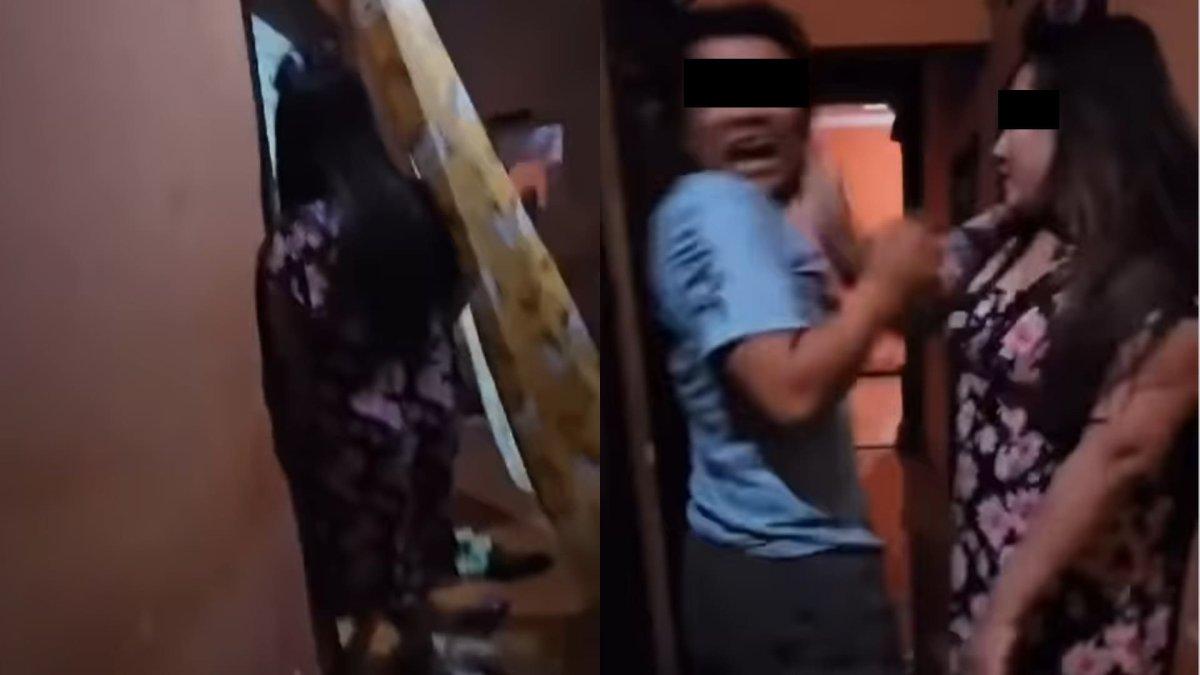 Aksi istri sah menggerebek suaminya yang sedang berada di tempat prostitusi di Kediri
