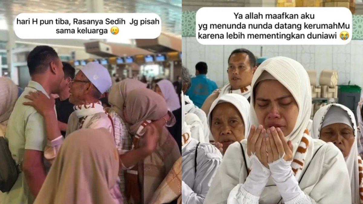 Jamaah umroh berpamitan pada keluarga