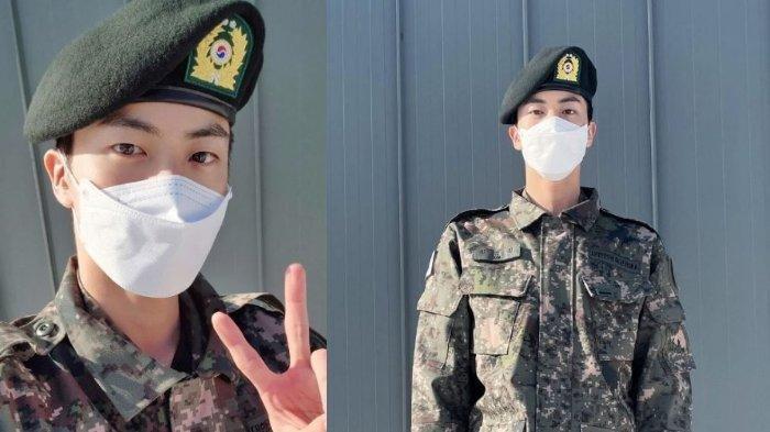 Jin BTS pakai seragam Militer