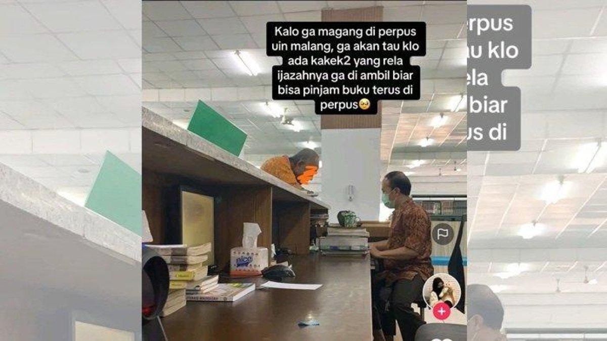 Sebuah twit dengan narasi seorang kakek sengaja tidak mengambil ijazah agar tetap bisa meminjam buku di perpustakaan, viral di media sosial