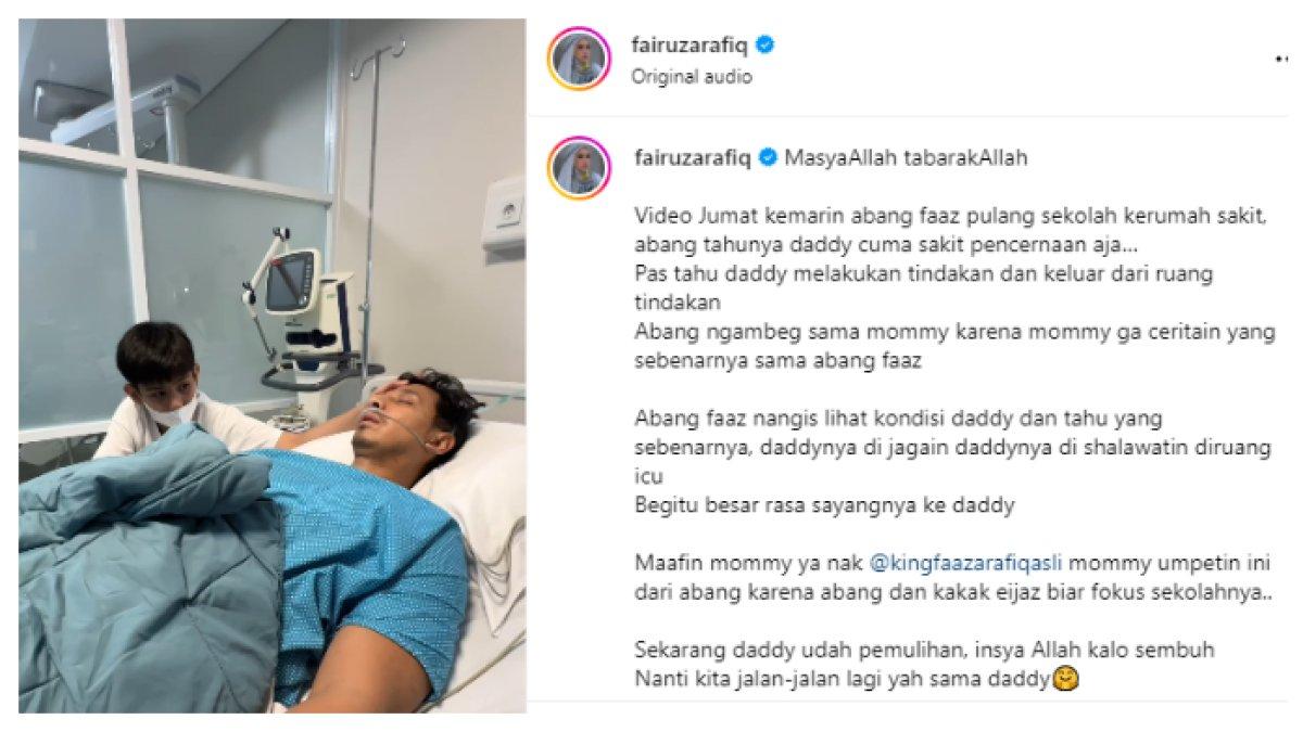 Fairuz mengabadikan momen King menjenguk papanya sambil mengusap kepala dan bersholawat.