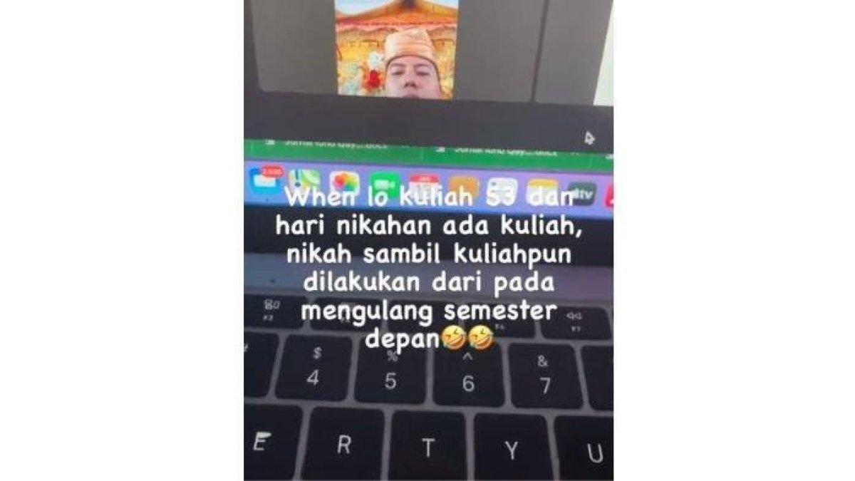 mahasiswa tetap mengikuti kelas online padahal sedang menikah