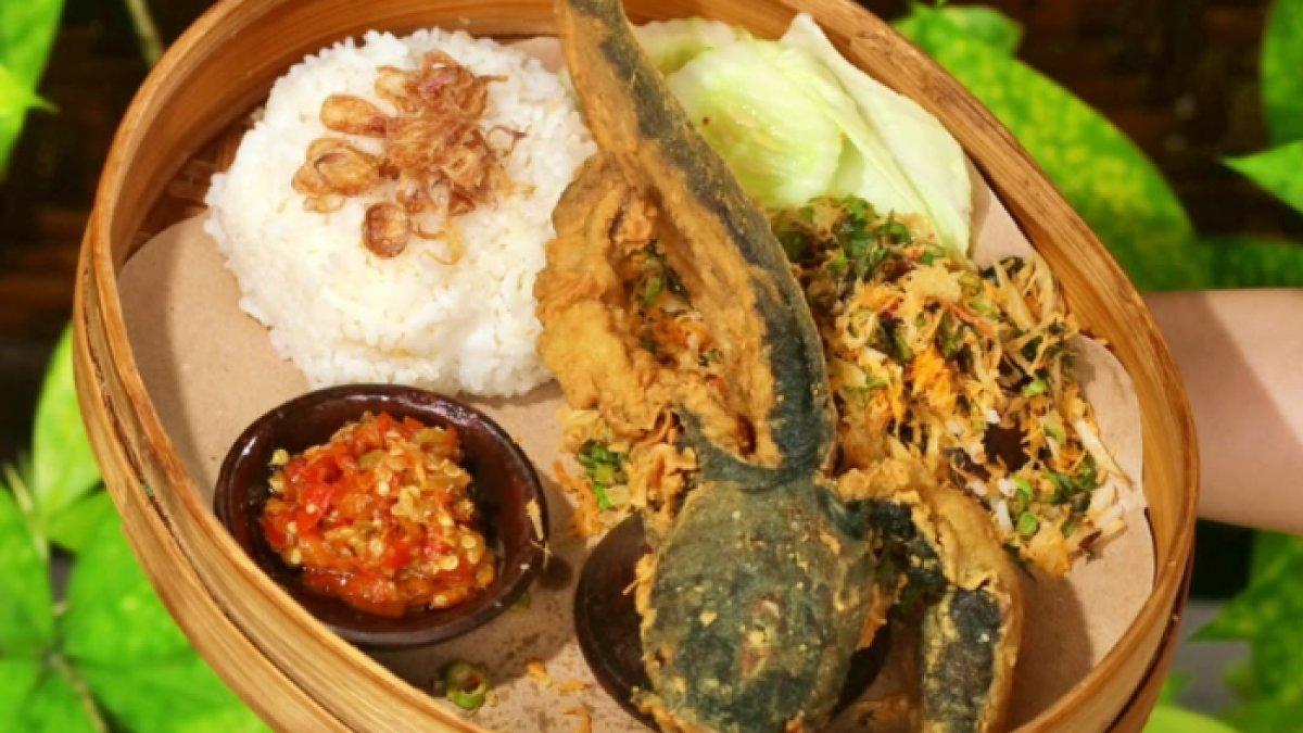 REKOMENDASI KULINER KLATEN: Lele goreng renyah dengan tekstur kering keemasan, disajikan bersama nasi putih pulen yang ditaburi bawang goreng